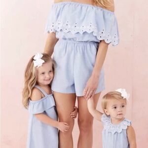 Mud Pie Light Blue Off-Shoulder Romper